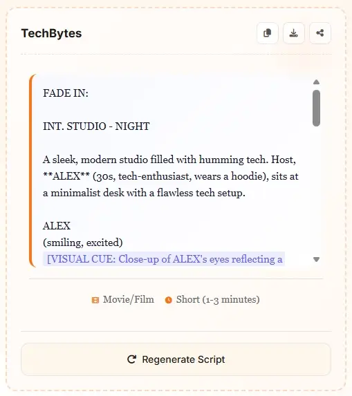 Générateur de scripts YouTube gratuit pour les workflows de créateurs
